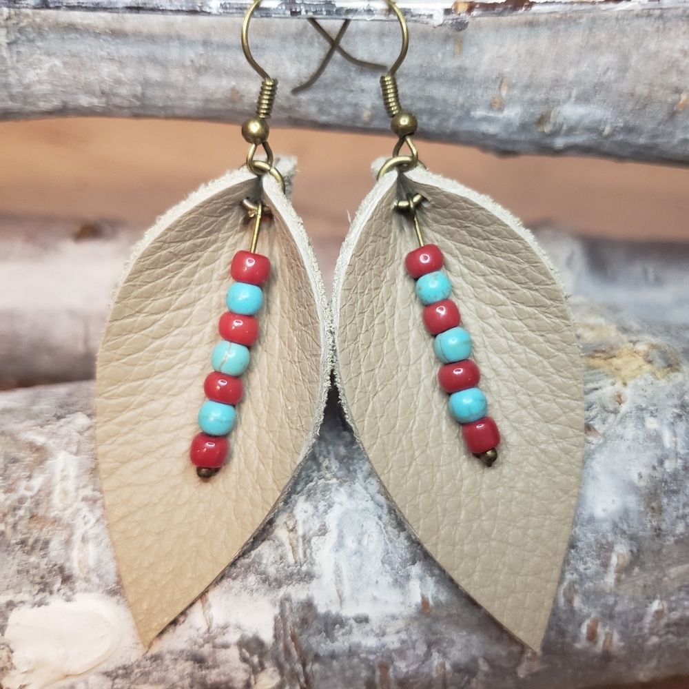 Southwest Beaded Leather Earrings